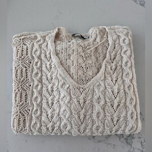 Zara Ivory Cable Knit Sweater Size S